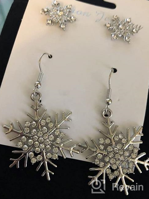 img 1 attached to ❄️ Snowflake Crystal Rhinestone Christmas Earrings for Girls - Stylish Jewelry review by Gary Christon