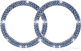 img 4 attached to 2 Pack Bling Car Decor Crystal [2 Row Rhinestones] Ring Emblem Sticker