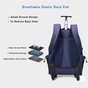 img 1 attached to AOKING 21″Water Resistant Rolling Wheeled Backpack - Blue: Perfect Laptop Compartment Bag