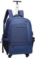 aoking 21″water resistant rolling wheeled backpack - blue: perfect laptop compartment bag logo