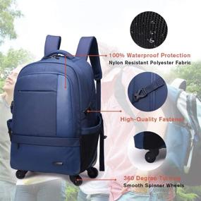 img 2 attached to AOKING 21″Water Resistant Rolling Wheeled Backpack - Blue: Perfect Laptop Compartment Bag