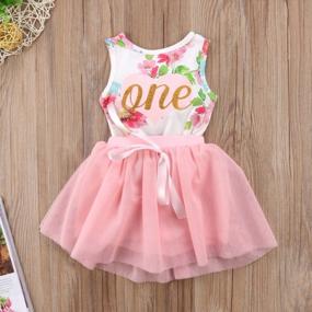 img 3 attached to Floral Romper And Lace Skirt Set For Baby Girls' 1St Birthday, Sleeveless Tutu Dress Ideal For Easter Outfit - 2 Piece Clothing