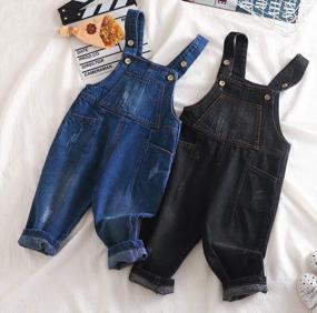 img 2 attached to 👶 KIDSCOOL SPACE Baby Girl Boy Jean Overalls: Stylish Bib Pocket Denim Workwear for Little Ones