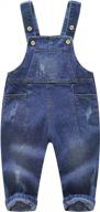 👶 kidscool space baby girl boy jean overalls: stylish bib pocket denim workwear for little ones логотип