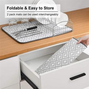 img 1 attached to Efficient Microfiber Kitchen Drying Pads By SUBEKYU - 2 Pack Light Grey Dish Drainer Mats For Countertops And Sinks
