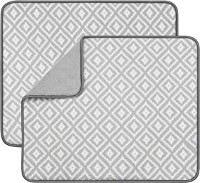 img 4 attached to Efficient Microfiber Kitchen Drying Pads By SUBEKYU - 2 Pack Light Grey Dish Drainer Mats For Countertops And Sinks