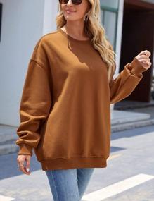 img 2 attached to Womens Oversized Crewneck Sweatshirt - Plain Fleece Pullover With Loose Fit And Long Sleeves