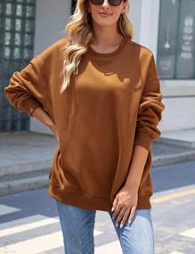 img 3 attached to Womens Oversized Crewneck Sweatshirt - Plain Fleece Pullover With Loose Fit And Long Sleeves
