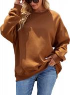 womens oversized crewneck sweatshirt - plain fleece pullover with loose fit and long sleeves logo