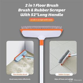 img 3 attached to 52” Long Handle Floor Scrub Brush - 2 in 1 Scrape and Brush - 2PC 10” Stiff Bristles Head for Bathroom, Swimming Pool, Tile, Glass, House Siding, Balcony Deck - Ideal for both Outdoor and Indoor Cleaning