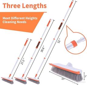 img 2 attached to 52” Long Handle Floor Scrub Brush - 2 in 1 Scrape and Brush - 2PC 10” Stiff Bristles Head for Bathroom, Swimming Pool, Tile, Glass, House Siding, Balcony Deck - Ideal for both Outdoor and Indoor Cleaning