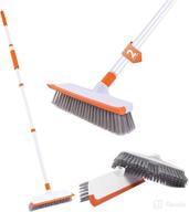 52” long handle floor scrub brush - 2 in 1 scrape and brush - 2pc 10” stiff bristles head for bathroom, swimming pool, tile, glass, house siding, balcony deck - ideal for both outdoor and indoor cleaning logo