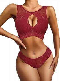 img 4 attached to Discover The Alluring ADOME Two-Piece Lace Babydoll Set For Women