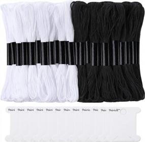 img 4 attached to 12 Piece Peirich 24 Black White Embroidery FOSS Friendship Bracelet Floss Bobbins For Knitting, Embroidery Stitching And Cross Stitch Projects.