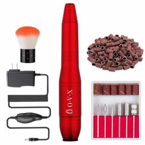 img 4 attached to 20000 RPM Electric Nail File Kit Portable Nail Drill Machine Professional Manicure Pedicure Kit With Sanding Bands,Nail Drill Bits And Brush For Acrylic Gel Nails-Red