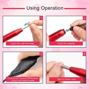 img 2 attached to 20000 RPM Electric Nail File Kit Portable Nail Drill Machine Professional Manicure Pedicure Kit With Sanding Bands,Nail Drill Bits And Brush For Acrylic Gel Nails-Red