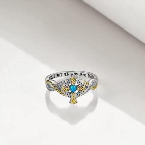 img 3 attached to Женское кольцо из стерлингового серебра с кельтским крестом, ювелирные изделия, христианский подарок для женщин