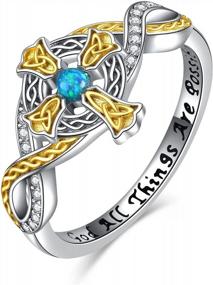 img 4 attached to Женское кольцо из стерлингового серебра с кельтским крестом, ювелирные изделия, христианский подарок для женщин