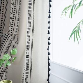img 1 attached to Bohemian Farmhouse Style: ARTBECK Tassel Curtains With Semi-Blackout Print For Trendy Window Dressing