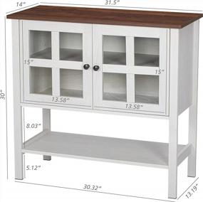 img 3 attached to White Wood Sideboard Buffet Cabinet W/ 2 Glass Doors & Adjustable Shelf - Perfect For Dining Room Storage By Spirich Home