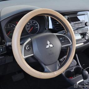 img 4 attached to 🚗 BDK Ergonomic Grip Steering Wheel Cover - Leather Performance Grip for 14.5 - 15 inch Standard Size Wheels in Beige