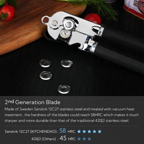 img 3 attached to KITCHENDAO Manual Can Opener: 2Nd Generation Blade, Magnet, Super Sharp Cutting Wheel & Soft Grip Knob For Seniors & Arthritis - Easy To Use!