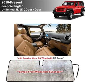 img 4 attached to 🚙 YelloPro Custom Fit Front Windshield Sunshade for Jeep Wrangler Unlimited JL - 2018-2022, Made in USA