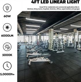 img 3 attached to Set Of 8 FAITHSAIL 4FT LED Linear Lights, 5000K With 6000LM, Suspension Office Lighting Fixture With Plug And 60W Commercial Shop Light For Office, Gym, And Garage Use