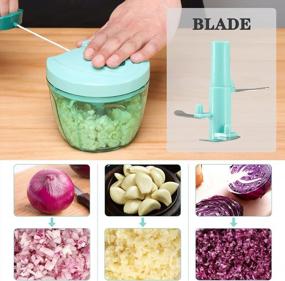 img 3 attached to Blue Cambom Handheld Vegetable Chopper - BPA-Free Cutter For Fruits, Nuts, And Onions - Durable 650ML Capacity Food Chopper Made With Safe Materials