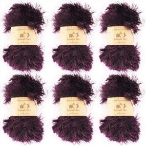 img 4 attached to Jazz Up Your Craft With 6 Skeins Of Dark Purple JubileeYarn 50G Eyelash Ruffle Fur Yarn