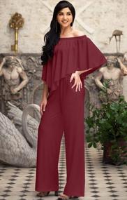 img 3 attached to Women'S Off Shoulder Jumpsuit With Pockets - Long Pant Strapless One Piece Outfit