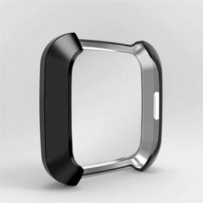 img 2 attached to 📱 Premium 3-Pack Soft Full Cover Case and Screen Protector for Fitbit Versa Lite - Black, Red, Coffee