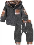 plaid hoodie and pants outfit set for baby boys - long sleeve sweatshirt for toddlers in fall and winter logo