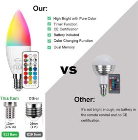 img 2 attached to E12 5W LED Light Bulbs, 40W Equivalent Candelabra Base Dimmable Color Changing RGB Cool White 5700K With Remote Control - Set Of 6