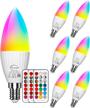 e12 5w led light bulbs, 40w equivalent candelabra base dimmable color changing rgb cool white 5700k with remote control - set of 6 logo
