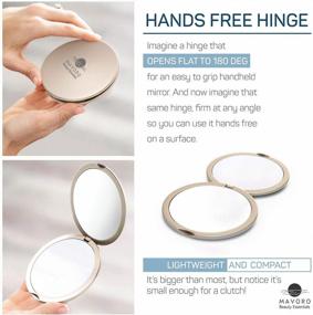img 2 attached to Magnifying Compact Mirror For Purses, 1X/10X Magnification – Double Sided Travel Makeup Mirror, 4 Inch Small Pocket Or Purse Mirror. Distortion Free Folding Portable Compact Mirrors (Champagne Gold)