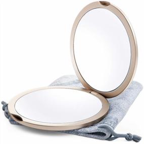 img 3 attached to Magnifying Compact Mirror For Purses, 1X/10X Magnification – Double Sided Travel Makeup Mirror, 4 Inch Small Pocket Or Purse Mirror. Distortion Free Folding Portable Compact Mirrors (Champagne Gold)