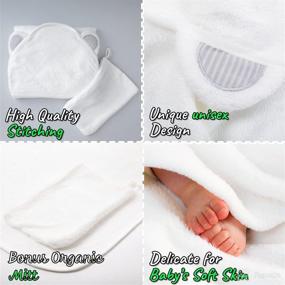 img 2 attached to 👶 Premium Bamboo Hooded Baby Towels - Highly Absorbent Bath Towel for Newborn Girls and Boys - Eco-Friendly Hooded Towel with Organic Mitt for Toddlers, Infants, Kids (Grey)