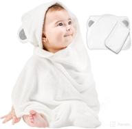 👶 premium bamboo hooded baby towels - highly absorbent bath towel for newborn girls and boys - eco-friendly hooded towel with organic mitt for toddlers, infants, kids (grey) logo