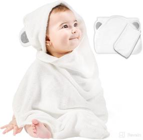 img 4 attached to 👶 Premium Bamboo Hooded Baby Towels - Highly Absorbent Bath Towel for Newborn Girls and Boys - Eco-Friendly Hooded Towel with Organic Mitt for Toddlers, Infants, Kids (Grey)