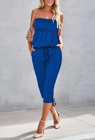 img 3 attached to Comfortable And Stylish: Selowin Strapless Tube Jumpsuit For Women With Drawstring And Capri Length