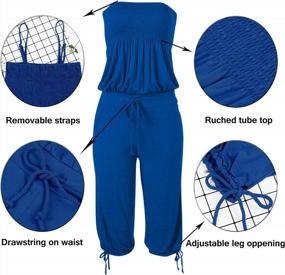 img 1 attached to Comfortable And Stylish: Selowin Strapless Tube Jumpsuit For Women With Drawstring And Capri Length