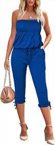 img 4 attached to Comfortable And Stylish: Selowin Strapless Tube Jumpsuit For Women With Drawstring And Capri Length