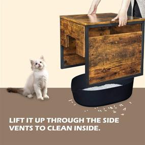 img 1 attached to 🐱 Find the Perfect TADASA Cat Litter Box Enclosure: Dog-Proof Furniture with Magnetic Door, Rustic Brown and Black Indoor Cat House