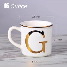 img 3 attached to Personalized Monogram Mug - Gold Initials On 16Oz Ceramic Coffee Cup - Perfect Gift For Home Or Office Use - Letter G Design