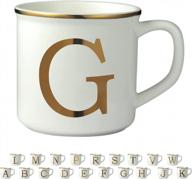 personalized monogram mug - gold initials on 16oz ceramic coffee cup - perfect gift for home or office use - letter g design logo