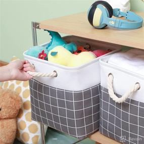 img 3 attached to 📦 Kerhouze 11 Inch Fabric Storage Cubes - Foldable Cubby Bins for Organizing Shelves, Closets, Nursery, Toys