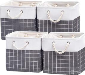 img 4 attached to 📦 Kerhouze 11 Inch Fabric Storage Cubes - Foldable Cubby Bins for Organizing Shelves, Closets, Nursery, Toys