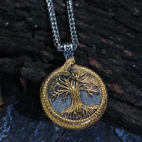img 1 attached to Norse Jewelry For Men And Women: GuoShuang'S Viking Tree Of Life Necklace With Valknut Bag