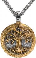norse jewelry for men and women: guoshuang's viking tree of life necklace with valknut bag logo